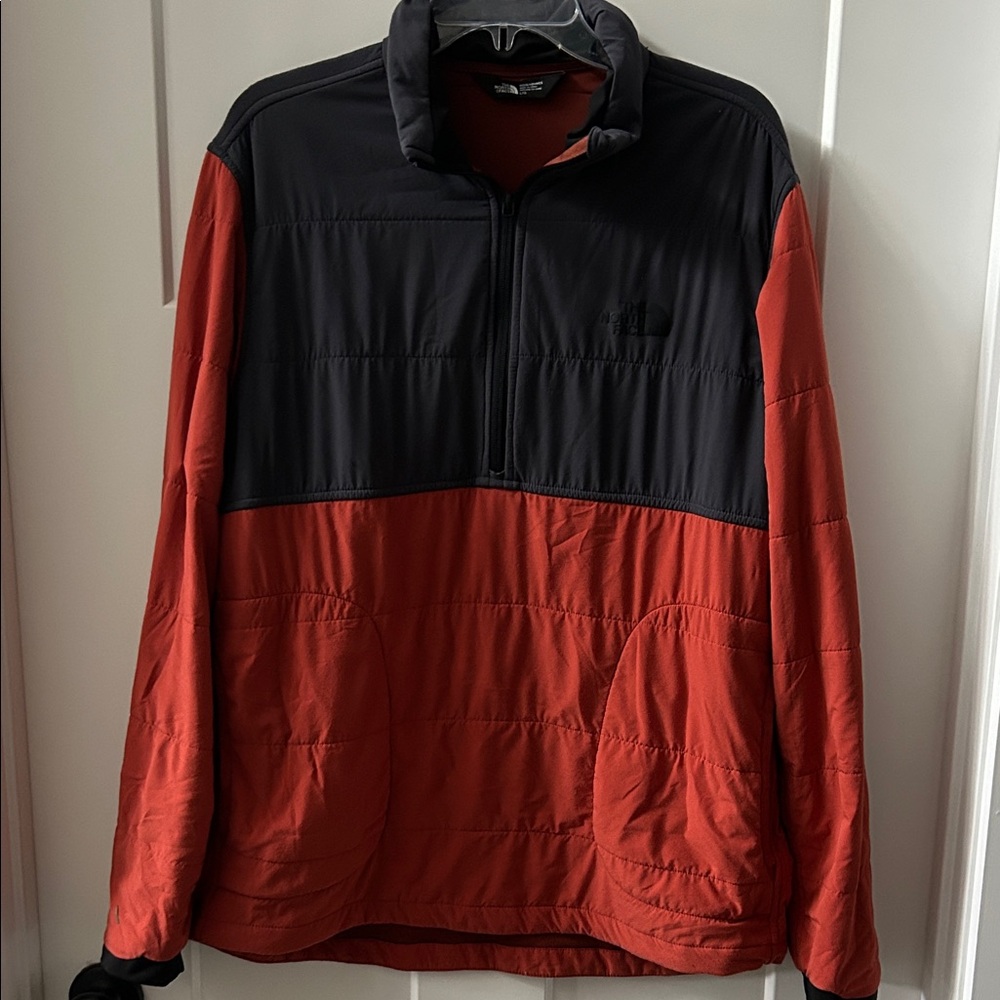 The North Face Mountain Sweatshirt men quarter zip, burnt orange, grey sz L